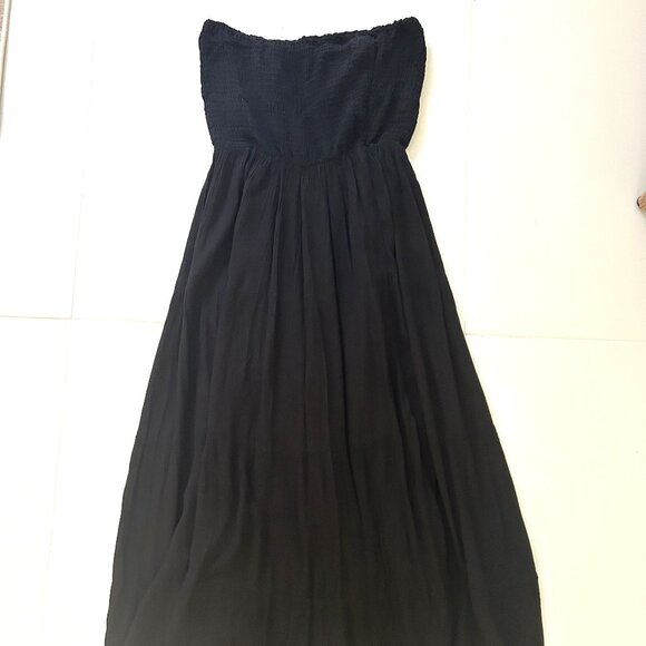 Anandas Collection Black Strapless Tiered Maxi Dress - Picture 1 of 5